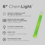 10 Green Chemlights, 6" (Case of 10)